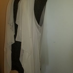 Elegant White Light Green Sleeveless Blouse